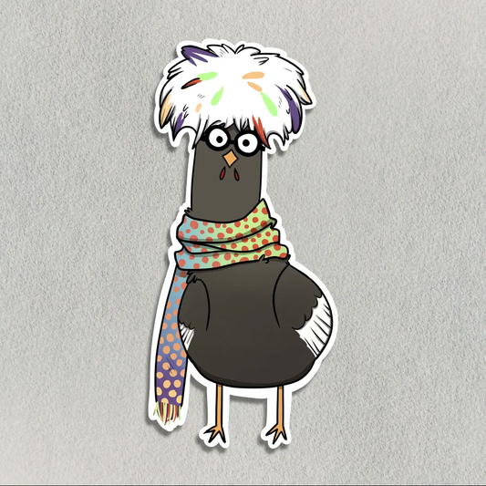Salt Birch Chicken Wearing Colorful Scarf Sticker