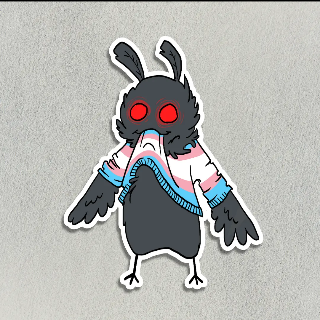Salt Birch Cute Mothman Eating His Own Trans Sweater Sticker