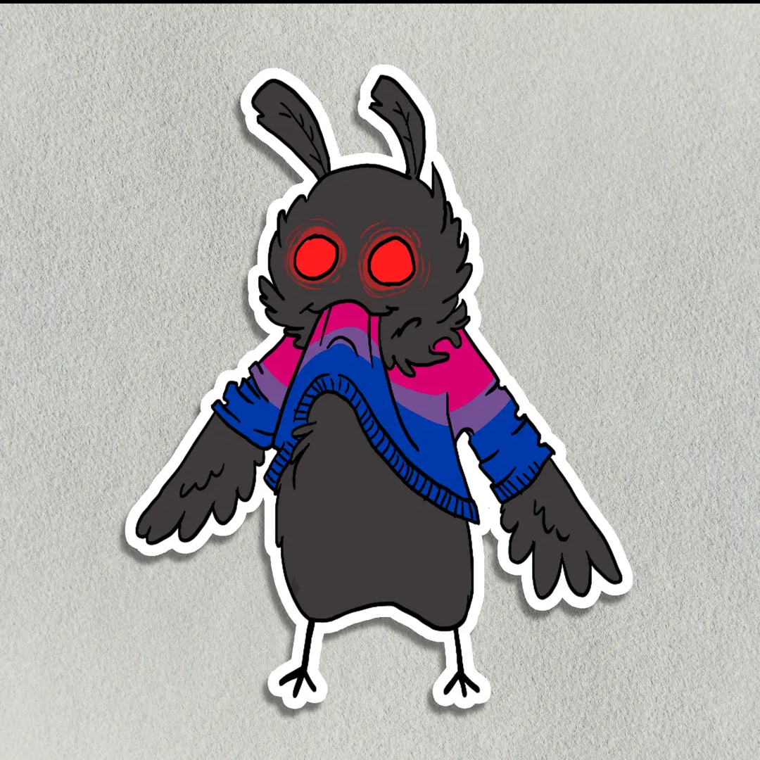 Salt Birch Cute Mothman Eating His Own Bisexual Sweater Sticker