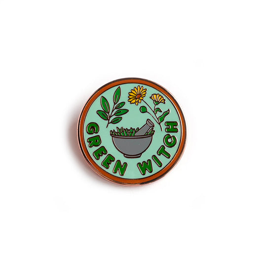 Kitty With A Cupcake - Green Witch Enamel Pin