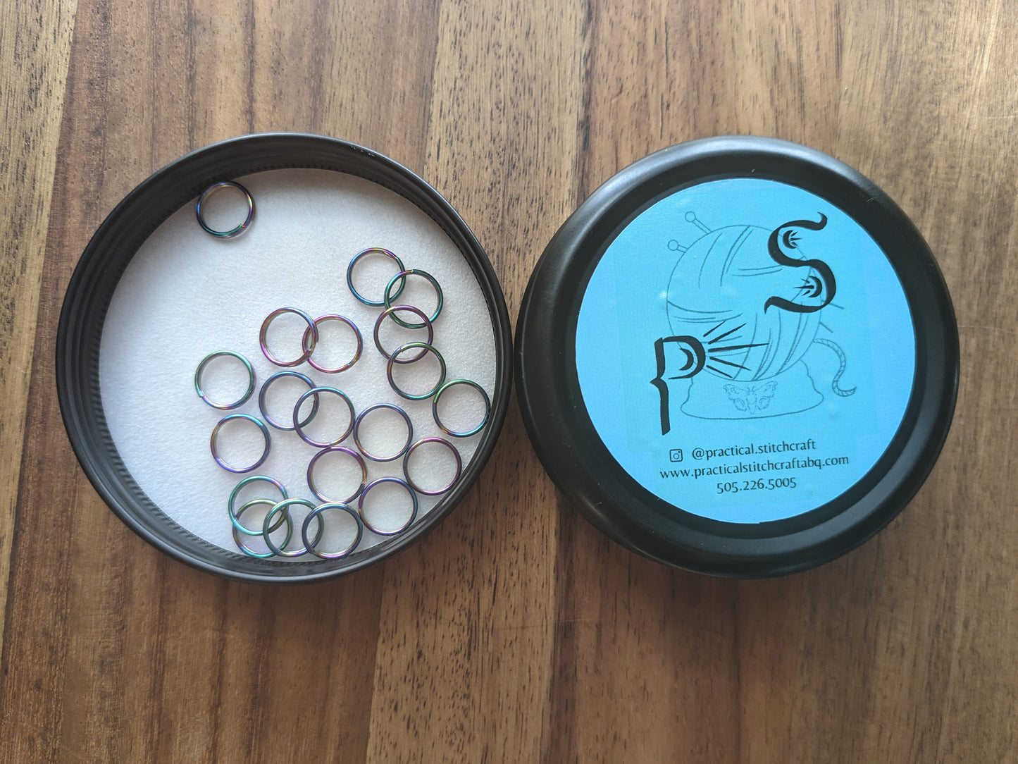 Practical Stitchcraft Rainbow Stitch Markers with Tin