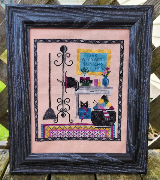 Cobweb and Rose - A Crafty Witch Cross Stitch Pattern
