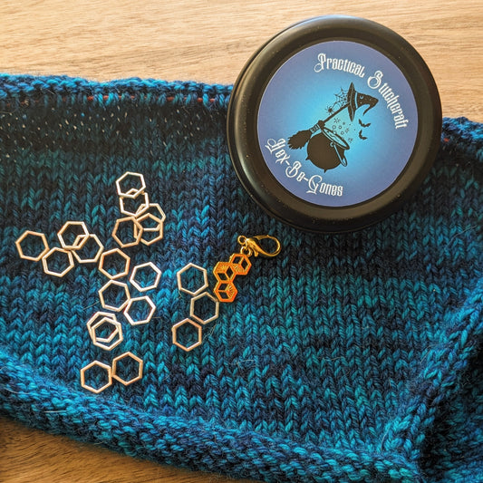 Practical Stitchcraft Hex-Be-Gones Stitching Markers with Tin