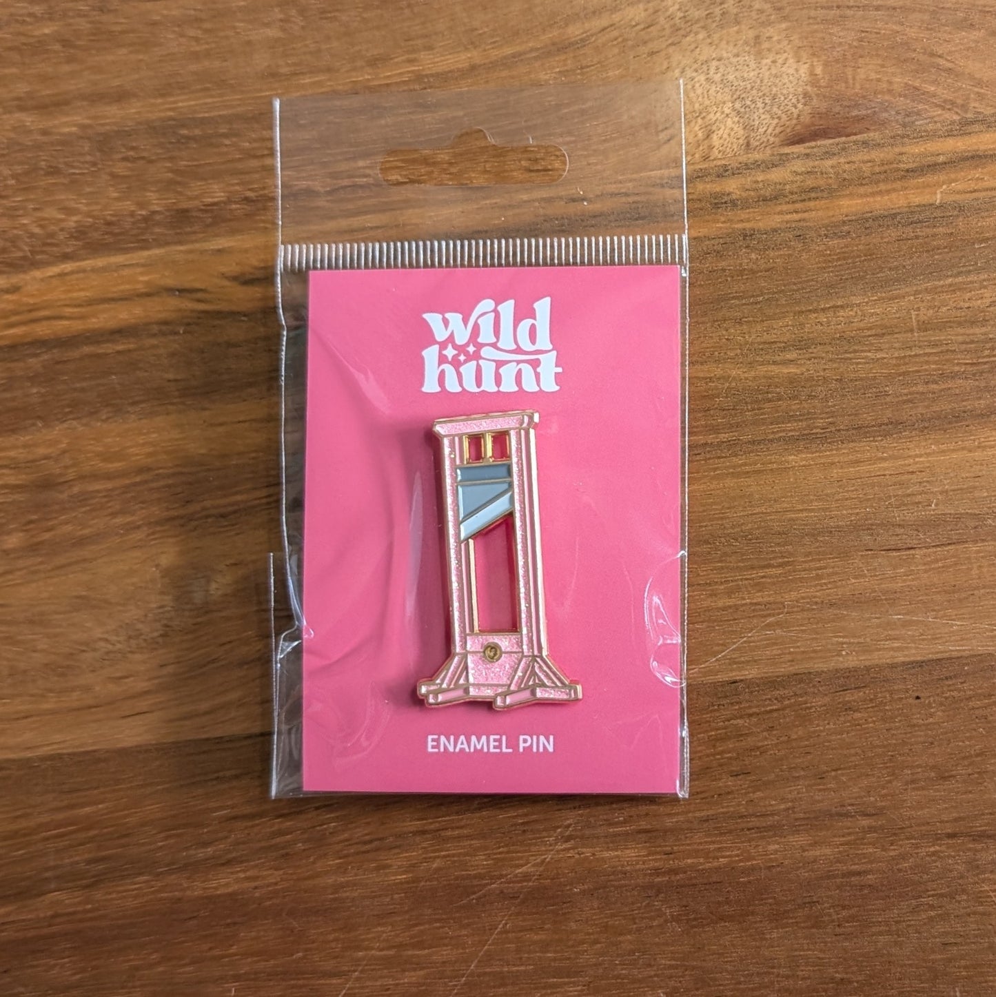 Pink Glitter Guillotine Enamel Lapel Pin