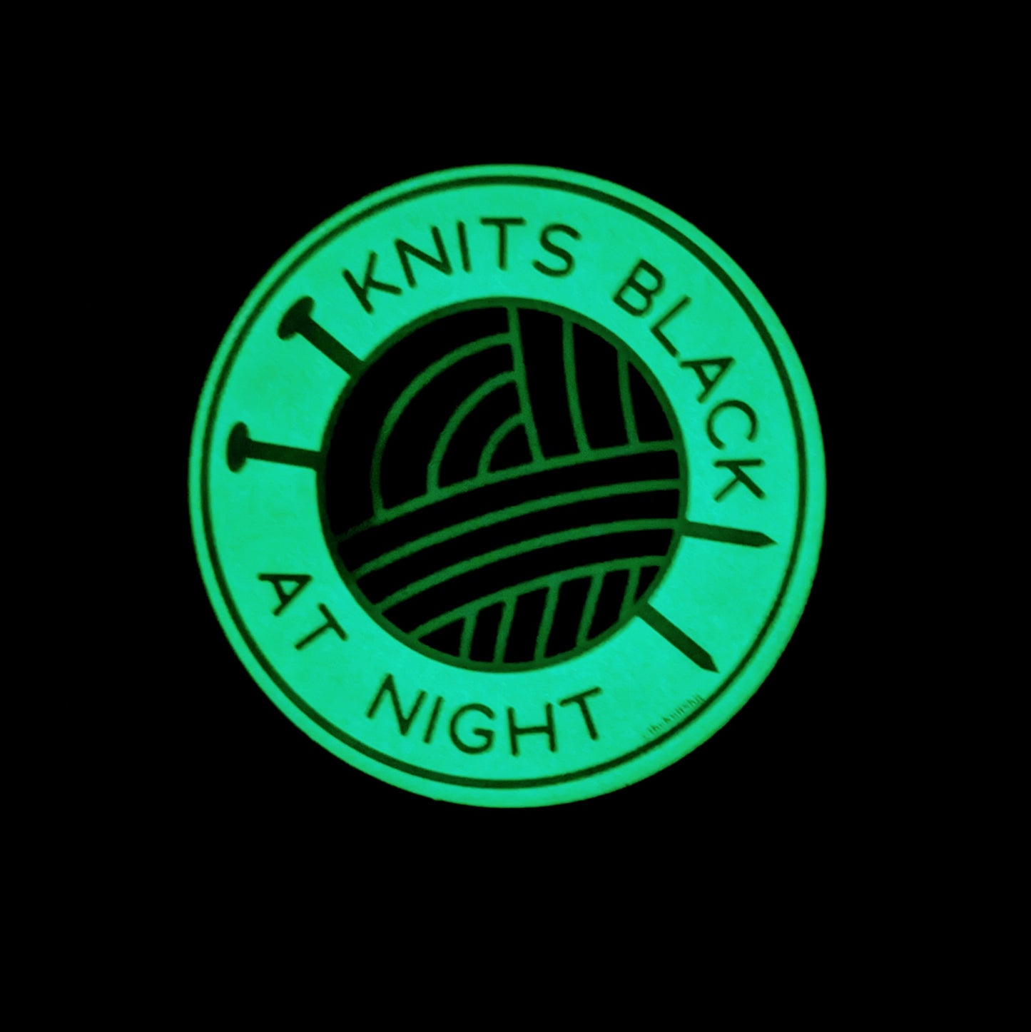 The Knit Shit Knits Black At Night Glow In The Dark Sticker