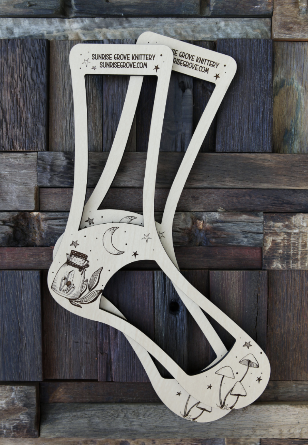Apothecary Bottle Pair of Wooden Sock Blockers
