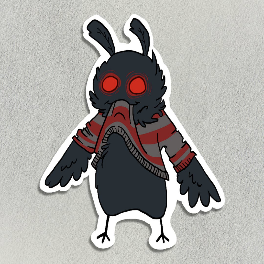 Salt Birch Cute Mothman Eating His Own Sweater Sticker