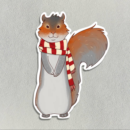 Salt Birch Squirrel with a Winter Scarf Sticker