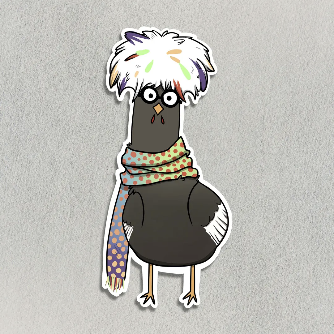 Salt Birch Chicken Wearing Colorful Scarf Sticker