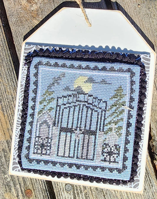 Cobweb and Rose - Spooky Cemetary - Spooky Stamp Series - Cross Stitch Pattern