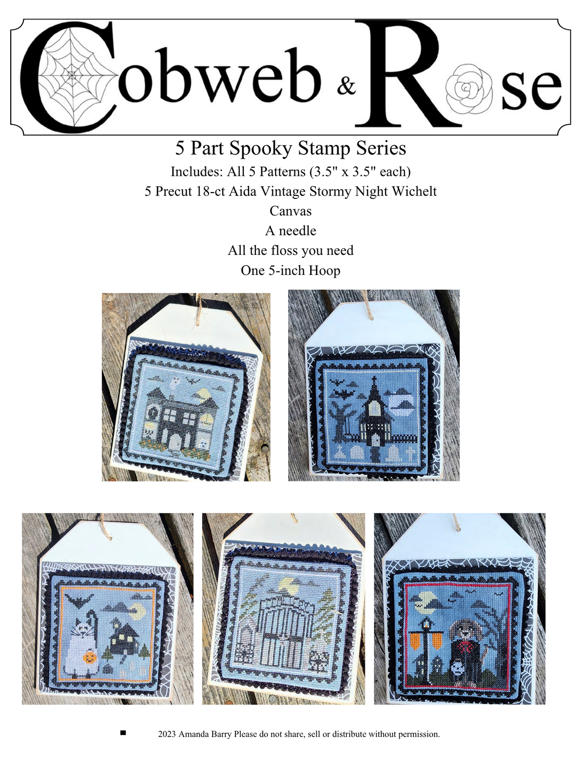 Cobweb and Rose - 5 Spooky Stamp Series Cross Stitch Kit