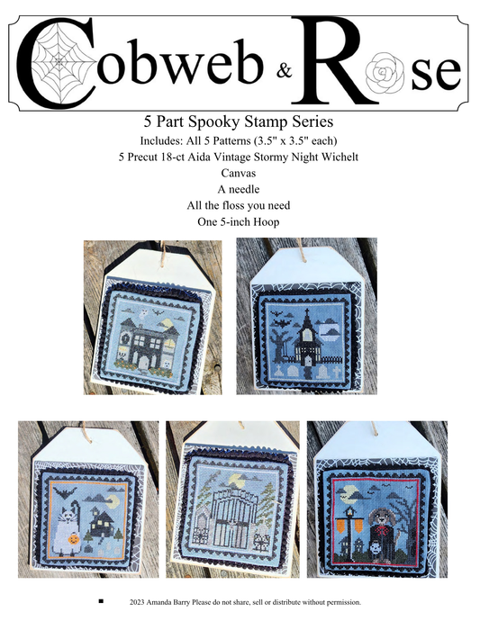 Cobweb and Rose - 5 Spooky Stamp Series Cross Stitch Kit
