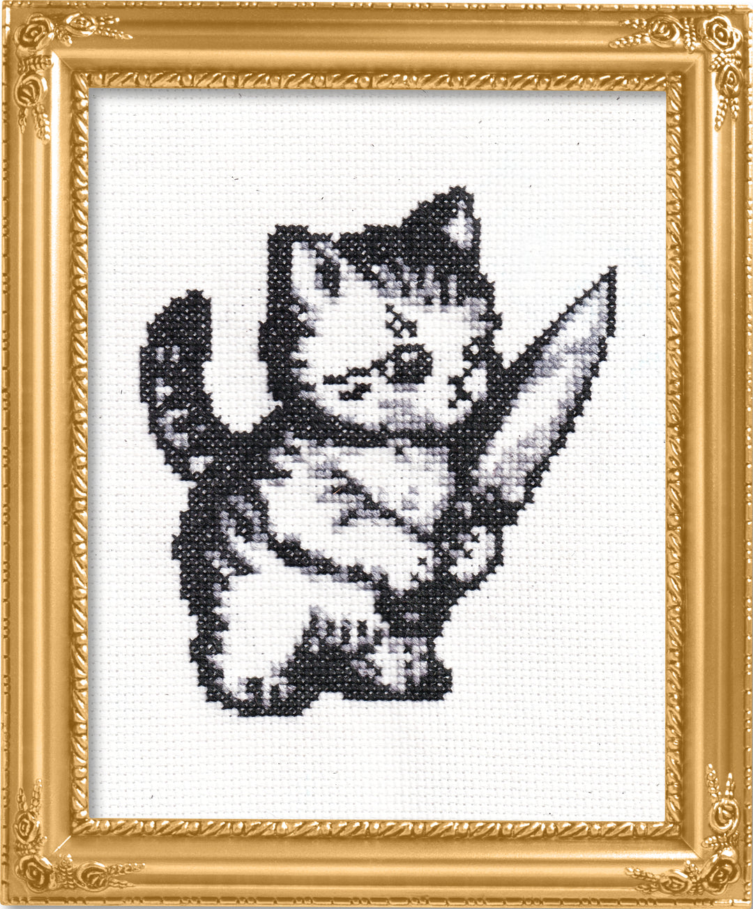 Subversive Cross Stitch - Stabby/Evil Kitty from Strike Gently Deluxe Kit