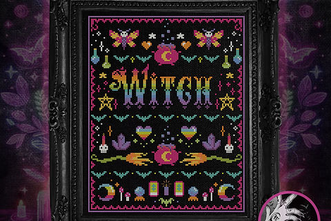 The Witchy Stitcher - Neon Goth Witch Sampler - **Supplies Only**