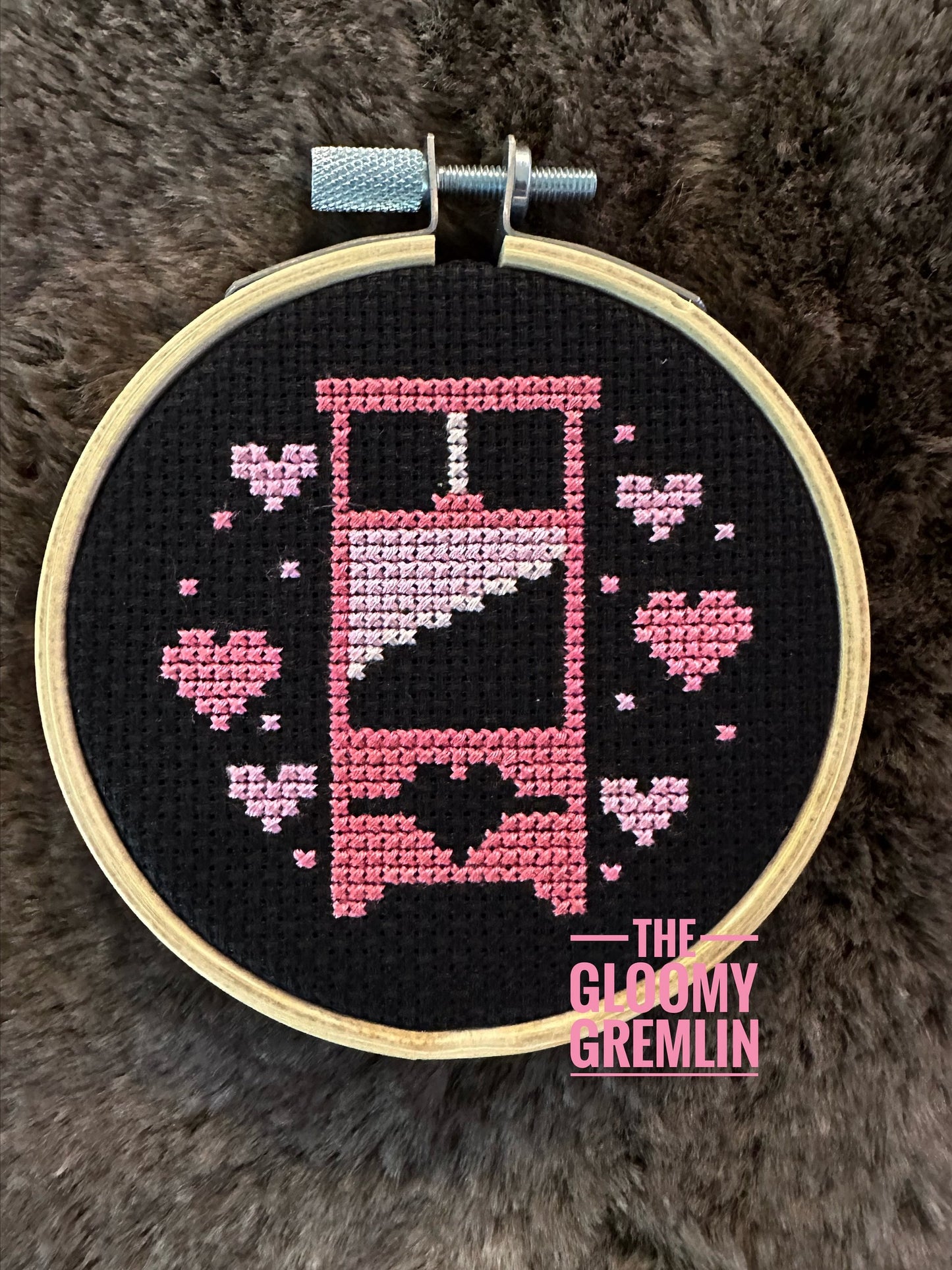 The Gloomy Gremlin - Pink Guillotine Cross Stitch Kit