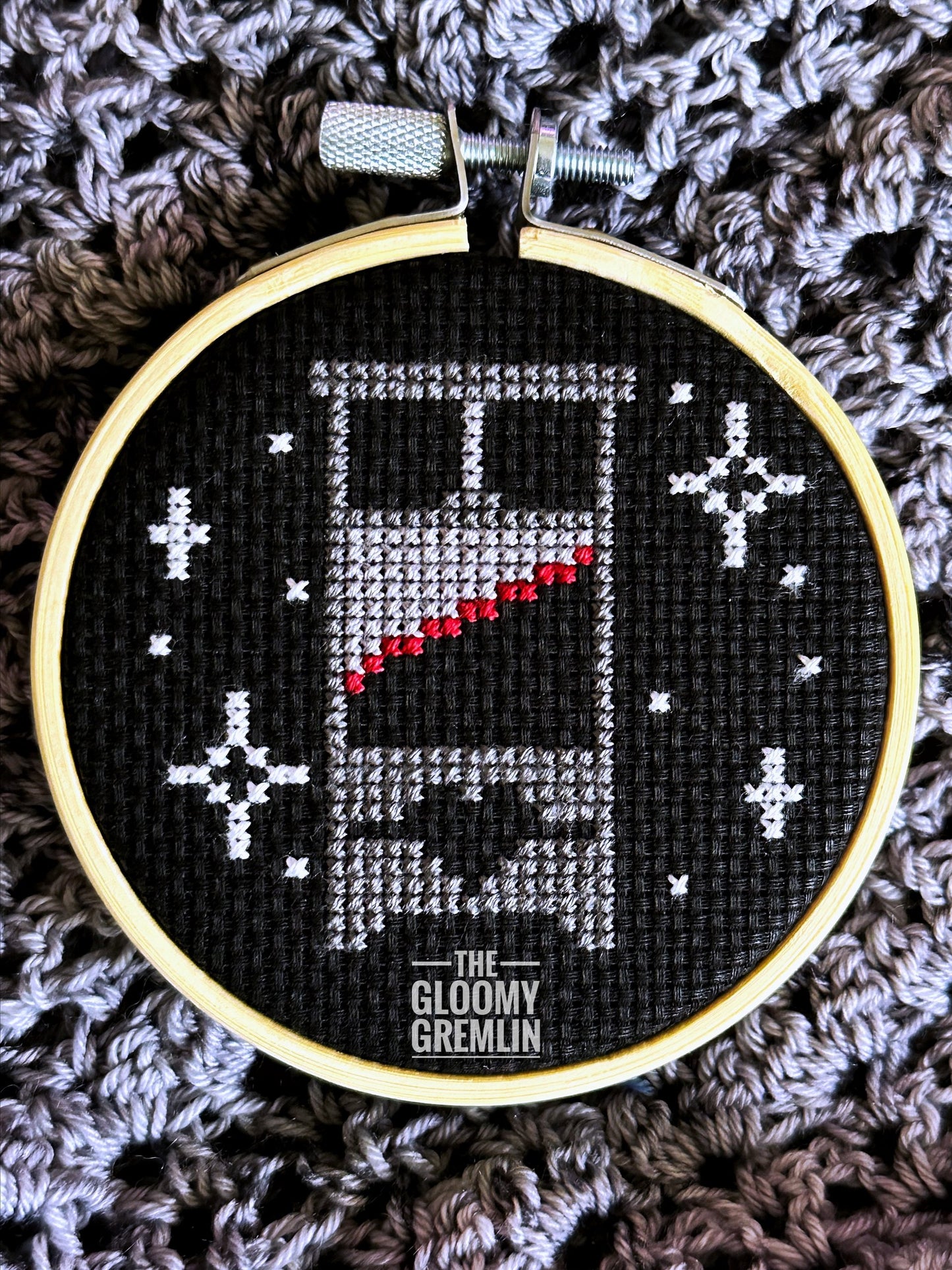 The Gloomy Gremlin - Grey Guillotine Cross Stitch Kit