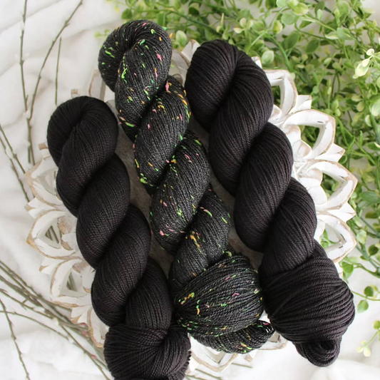 Dyeing Wishes Yarn Co - SW Merino/Neon Donegal Neps - Fingering Weight