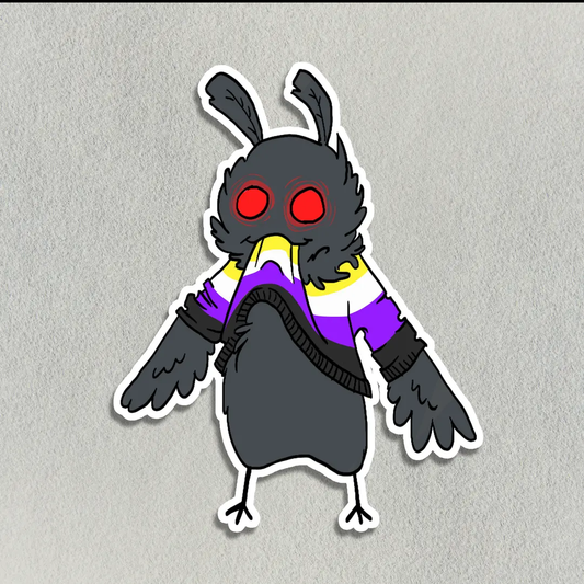 Salt Birch Cute Mothman Eating His Own Non-binary Sweater Sticker