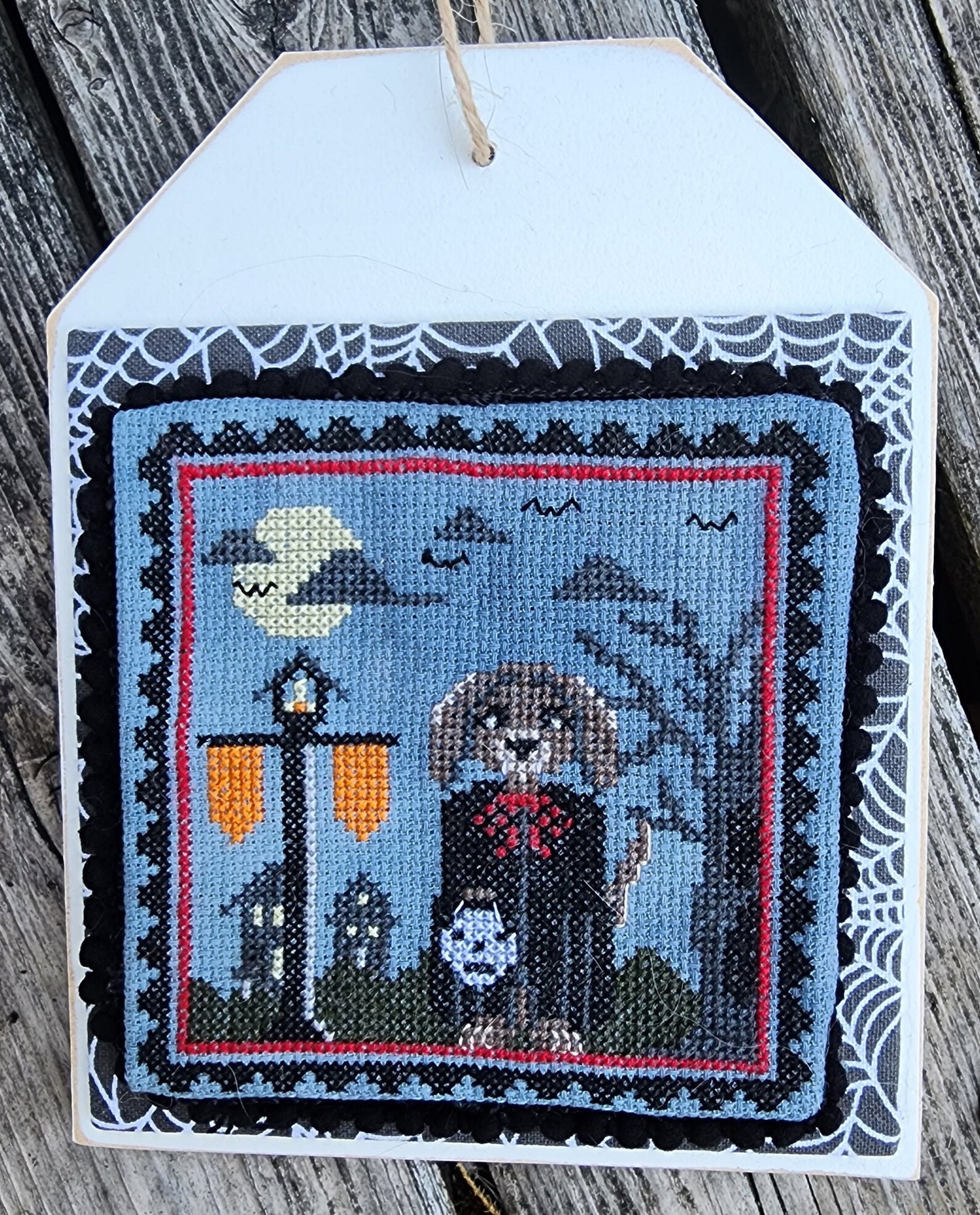 Cobweb and Rose - Spooky Dog - Spooky Stamp Series - Cross Stitch Pattern