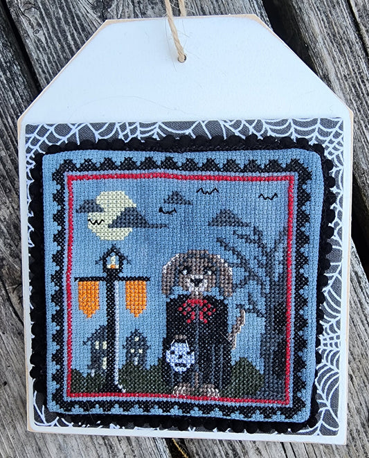 Cobweb and Rose - Spooky Dog - Spooky Stamp Series - Cross Stitch Pattern
